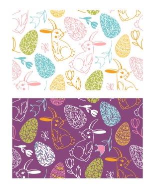 Mutlu Paskalyalar. Büyük el çizimi karalama seti. Paskalya geçmişi. Davetiye, poster, kalıp, kumaş ve tekstil için şablon tasarımı öğeleri. Paskalya sanatı.