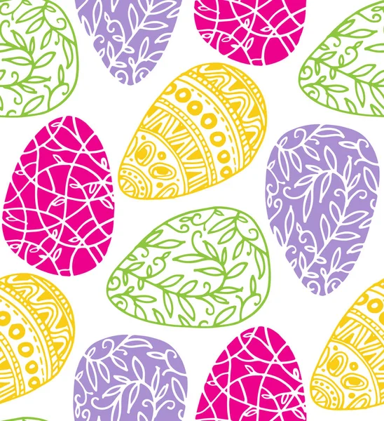 Wesołych Świąt Ręcznie Rysowany Wzór Doodle Tkaniny Tła Zajączek Wielkanocny — Wektor stockowy