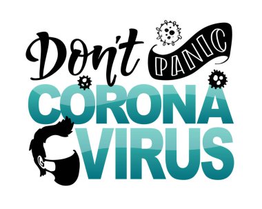 Coronavirus harf koruma pankartı. Pandemic durdurma Novel Coronavirus salgını covid-19 2019-ncov. Seyahat ya da tatil uyarısı. Koruyucu ağız maskesi.