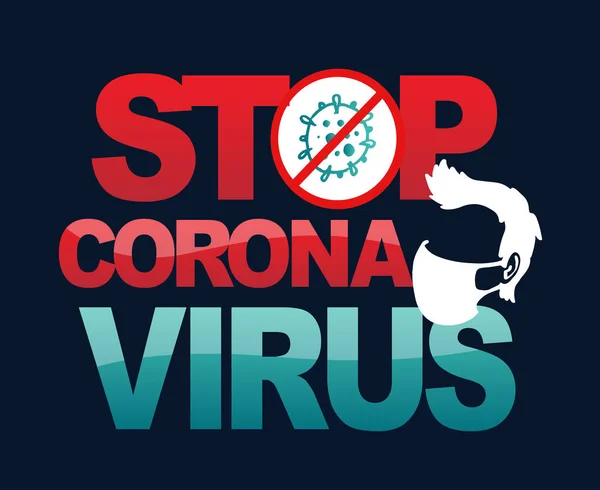 Coronavirus Lettering Protection Banner Pandemic Stop Novel Surto Coronavirus Covid —  Vetores de Stock