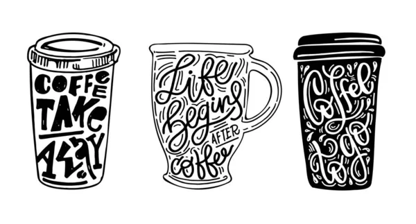 Письменная Цитата Кофе Кофе Всегда Хорошая Идея Кофе Забери Кофе — стоковый вектор