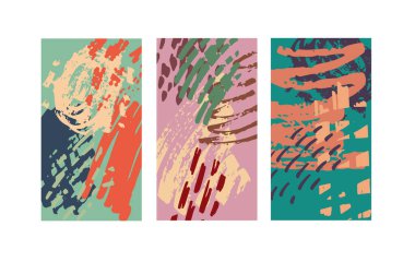 Sosyal medya şablonları. Soyut model. Mevsimlik satış afişi. Moda geçmişi. Elle çizilmiş parlak renkli karalamalar doğum günü partisi ya da yıldönümü davetiyesi. Desen arkaplanı ayarlandı.