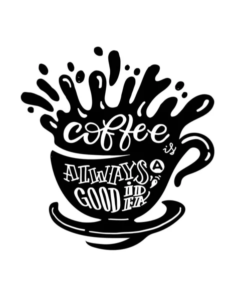 Mão Bonito Desenhado Doodle Lettering Citação Motivação Sobre Café Marca — Vetor de Stock