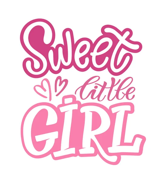 Sweet Little Angel Girl Cute Hand Drawn Doodle Lettering Design — Stock Vector