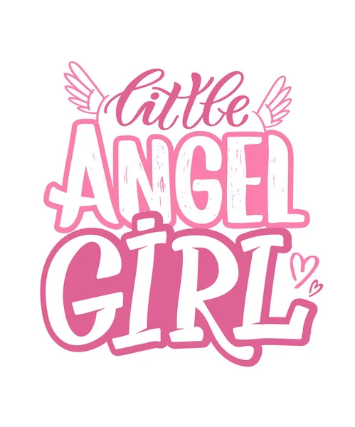 かわいい天使の女の子 かわいい手描きのドアレタリングデザインのためのバナー ポスター Tシャツ — ストックベクタ
