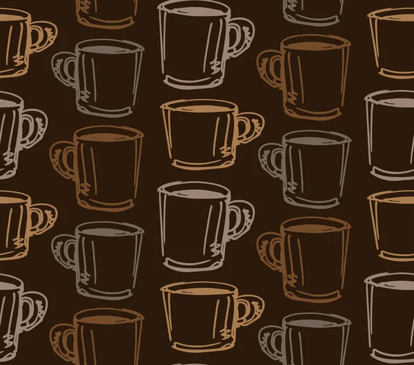 Hand Drawn Doodle Pattern Background Coffee Time Coffee Cup Texture — Stock Vector