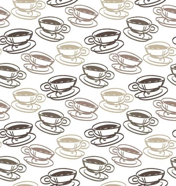 Handgetekende Doodle Patroon Achtergrond Koffie Tijd Koffiekopje Textuur — Stockvector