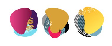 Parlak renkli soyut elementler. Poster, afiş, sosyal medya paylaşımı için şablon tasarımı. Renkli, renkli, parlak el çizimi, soyut arkaplan karalaması.