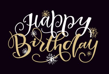 Doğum günün kutlu olsun. Güzel el çizimi kartpostallar. Davetiye, afiş, poster, tişört tasarımı için şablon. Doğum günü partisi afişi.