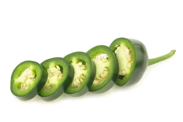 Pimenta verde cortada (jalapeno ) — Fotografia de Stock