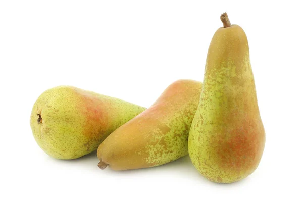 Three Fresh Abate Pears White Background — Stock Photo, Image