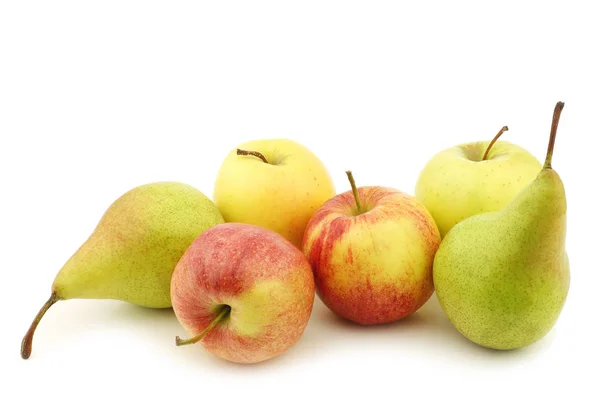 Bunch Apples Pears White Background — Stock Photo, Image