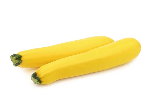 Due Zucchine Fresche Gialle Fondo Bianco — Foto Stock