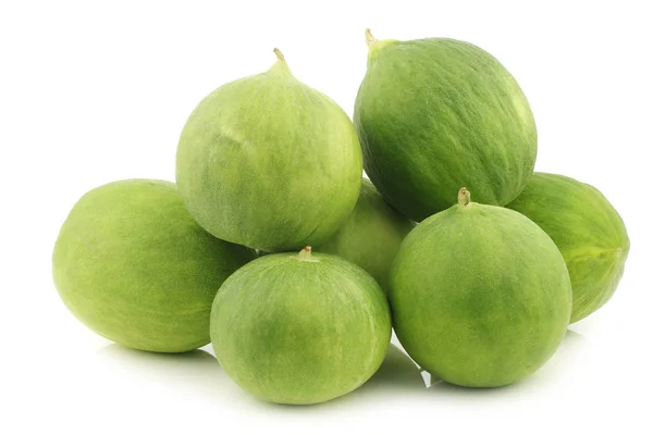 Bunch Fresh Cumelo Mix Cucumber Melon White Background — Stock Photo, Image