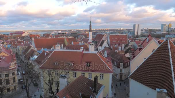 Tallinn, Estonya-Aralık 25,2017: Panorama soldan sağa tarihi kent — Stok video