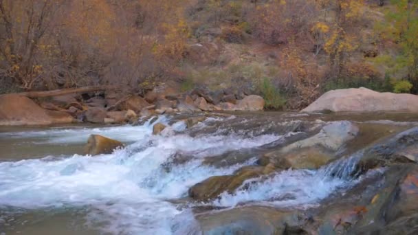 Rápido en las montañas con agua burbujeante en una cámara súper lenta de 180 fps — Vídeo de stock