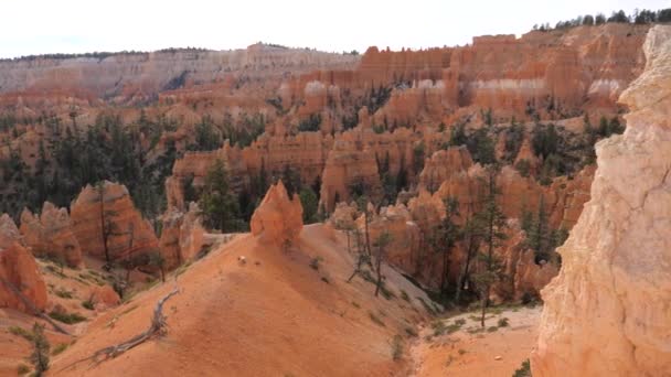 Pohyb na vysoké pohledu na Bryce Canyon s oranžově červené hory a skály — Stock video