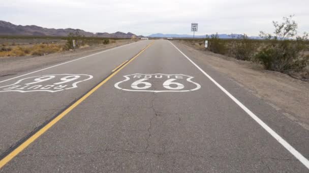 Main Street Of America Or The Sign Route 66 On The Highway — Stock Video