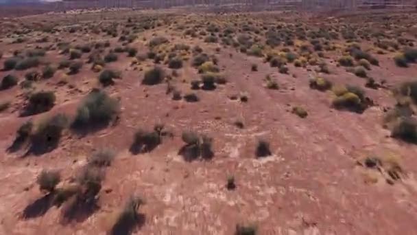 Monuments Valley In Arizona And Utah Famous Sunny American Desert Aerial View — Stock Video