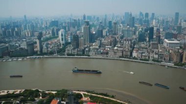 Şangay, Çin - 21 Mayıs 2019: Gökdelenli Finans Merkezi Panoraması