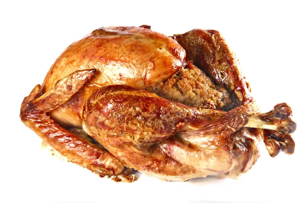 Roast turkey isolated on white background, shallow focus — Stock Photo, Image