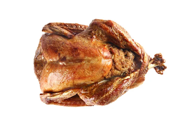 Roast turkey isolated on white background, shallow focus — Stock Photo, Image