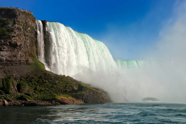 Touristes Observant Les Chutes Niagara Sur Plate Forme Observation — Photo