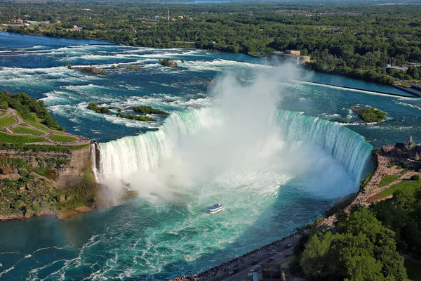 Vista Queda Ferradura Com Arco Íris Cataratas Niágara Ontário Canadá Imagens De Bancos De Imagens