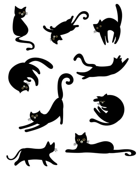Beaux chats noirs — Image vectorielle