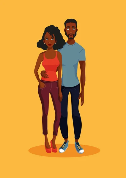 Joven pareja afroamericana — Vector de stock