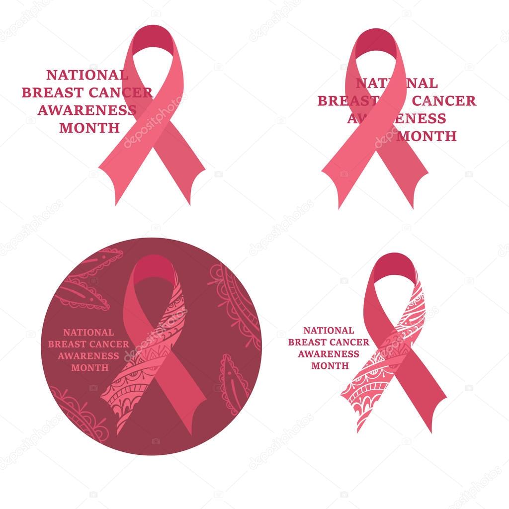 Breast cancer awareness month. Cancer ribbon