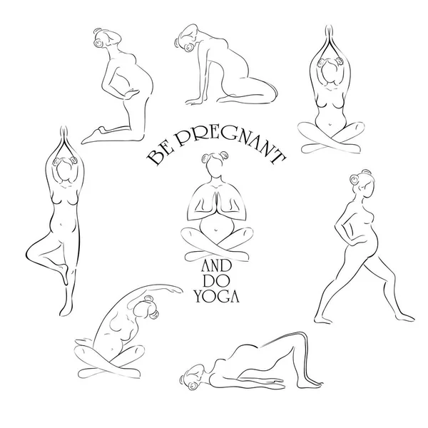 Yoga pour ensemble vectoriel enceinte . — Image vectorielle