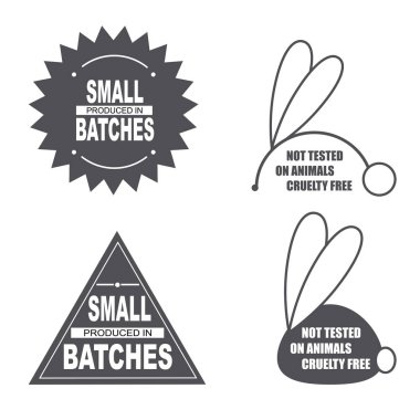 Not tested on animals sign. Small batches sign. clipart