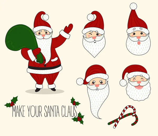 Cartoon Santa Claus verschiedene Emotionen — Stockvektor