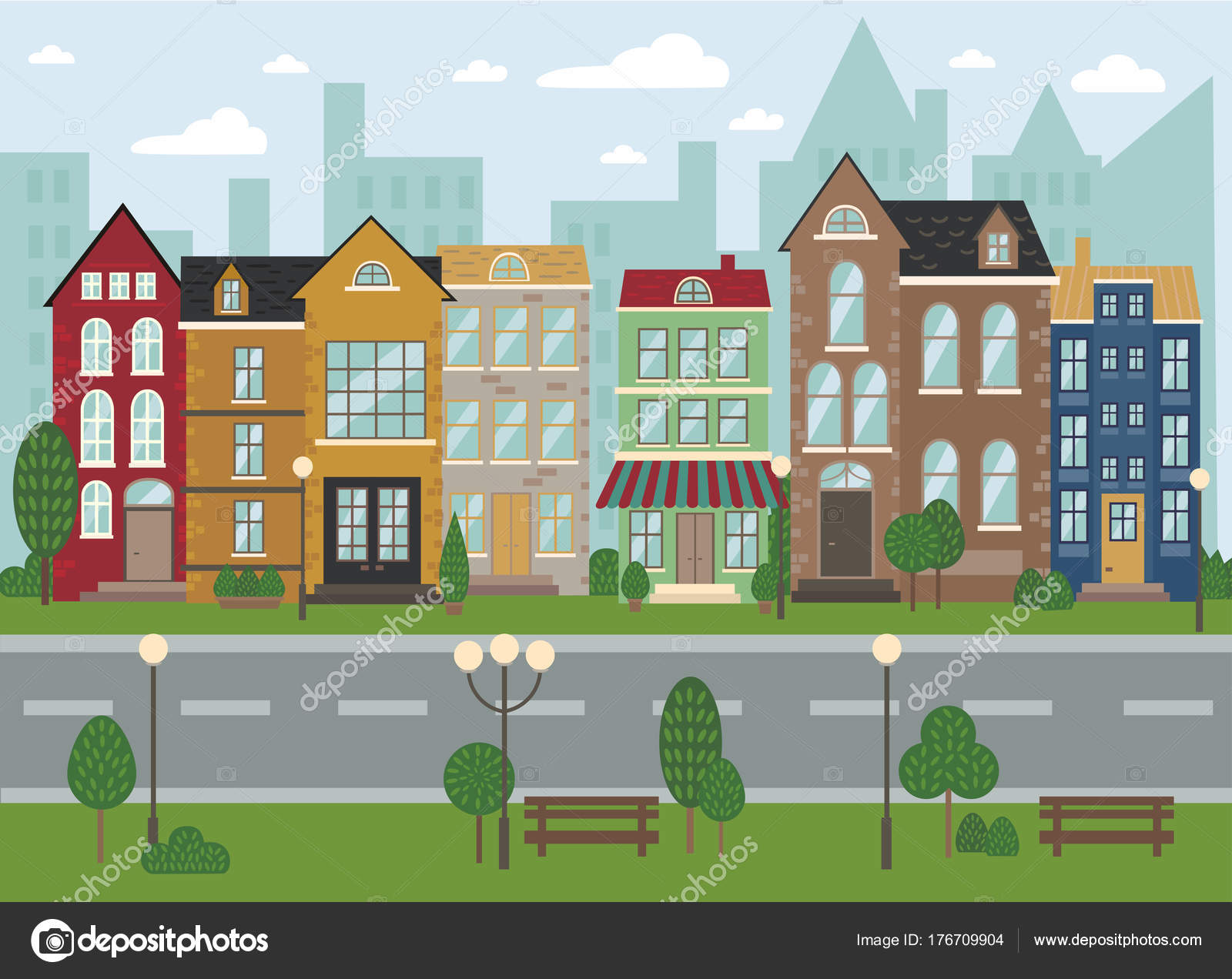 綺麗なヨーロッパ 街並み イラスト イラスト画像