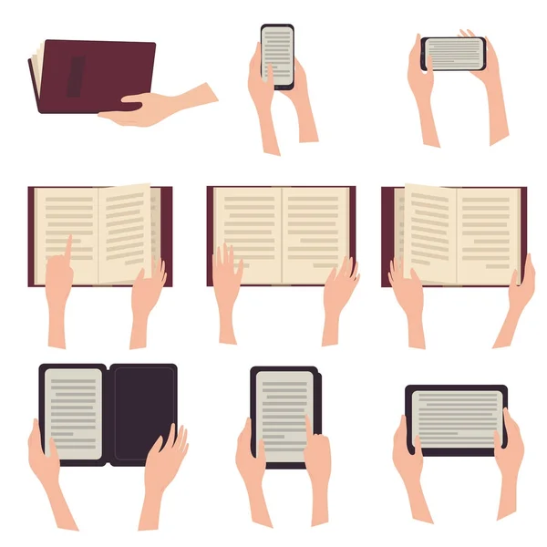 E-book, tablet e telefone com texto —  Vetores de Stock