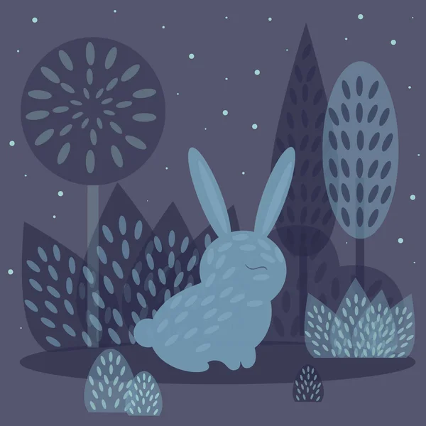 Zimní králík vektorové ilustrace v plochý — Stockový vektor