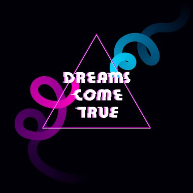 Glitched kırık metin hayaller üçgeninde gerçek