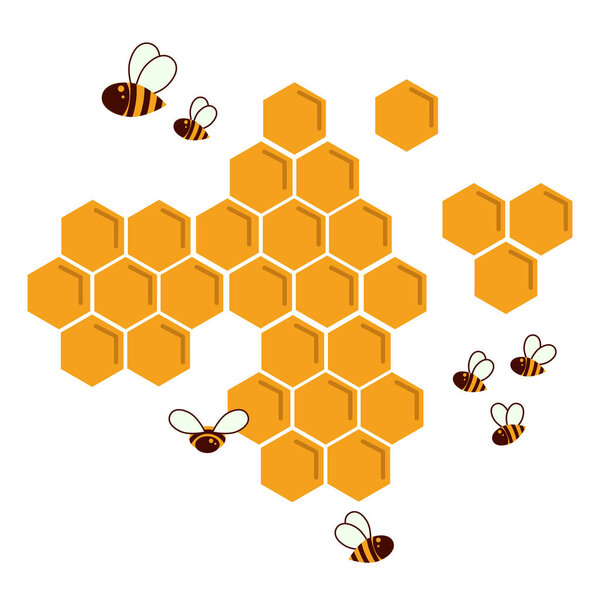 Icon bee honeycomb. Hexagon natural honey struct