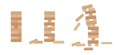 Kule oyun jenga ayarlayın. Ahşap blok oyunu
