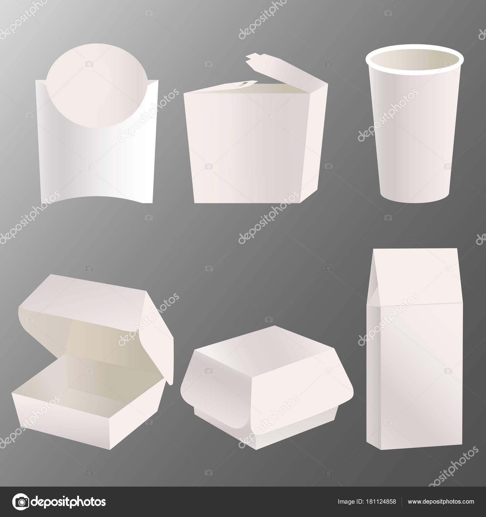 Download Set Of Blank Takeaway Food Box Mockup Design Stock Vector C Helga Xorimarko Gmail Com 181124858 PSD Mockup Templates