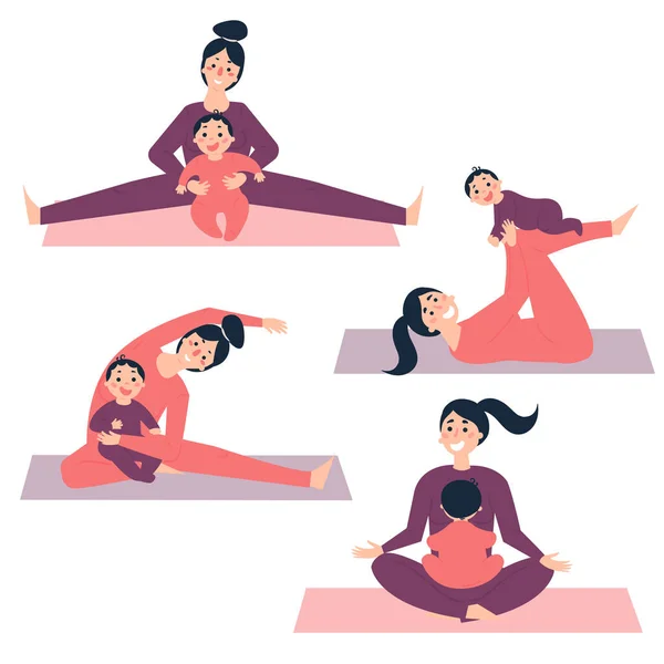 Yoga egzersizleri ile bebek. Kadın germe