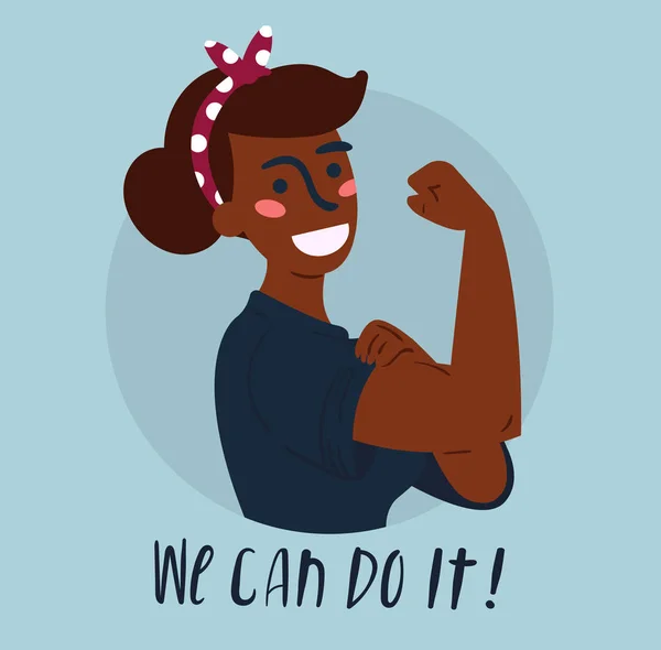 Vi kan göra det affisch. Kvinnan rättigheter, empowerment — Stock vektor