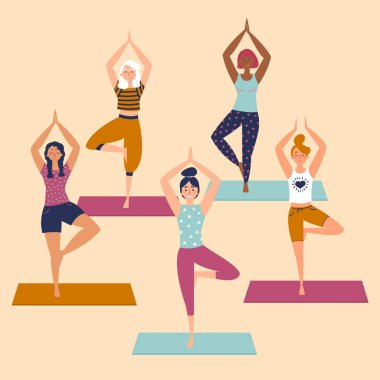 Yoga vrkasana poz güzel kadınlarla ayarla