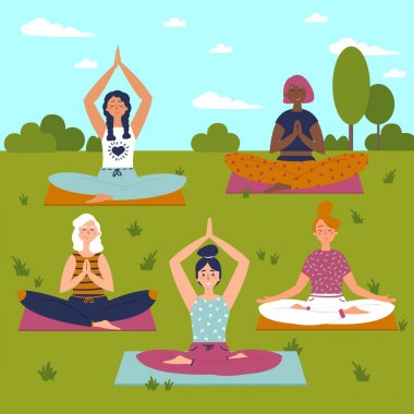 Lotus poz Yoga güzel kadınlarla ayarla