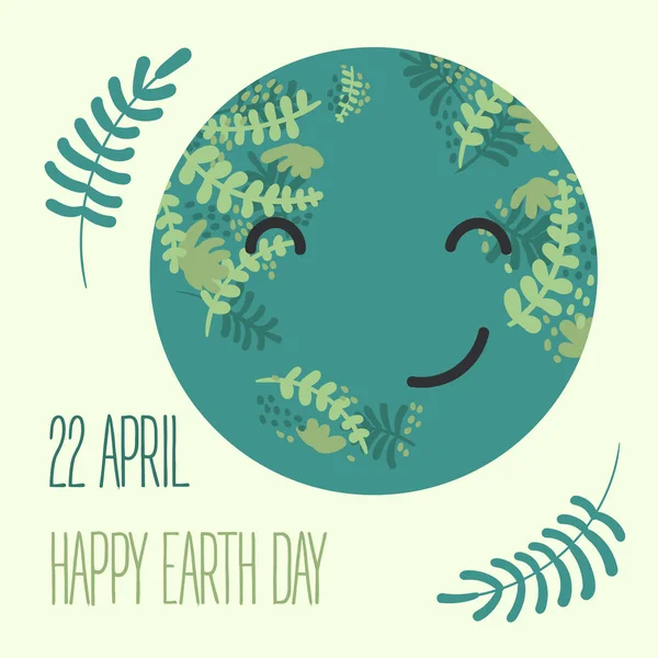 Desenhos animados ilustração da Terra. Planeta sorriso.Dia da Terra —  Vetores de Stock