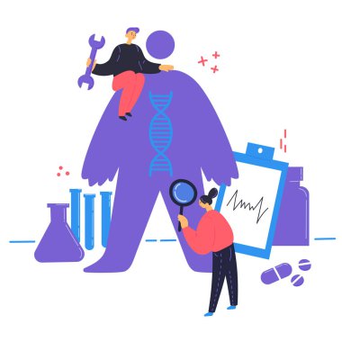 Biyohack vektör çizimi. Düz karakterler 