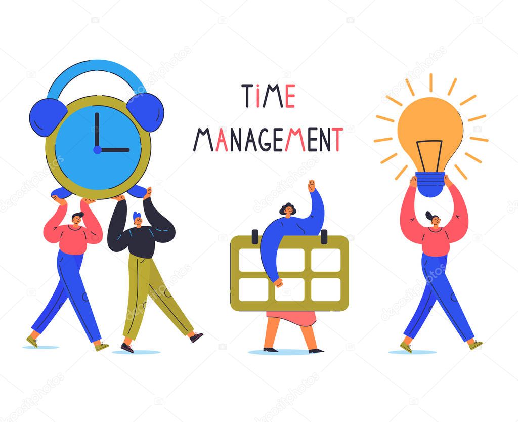 Time management concept with young people 