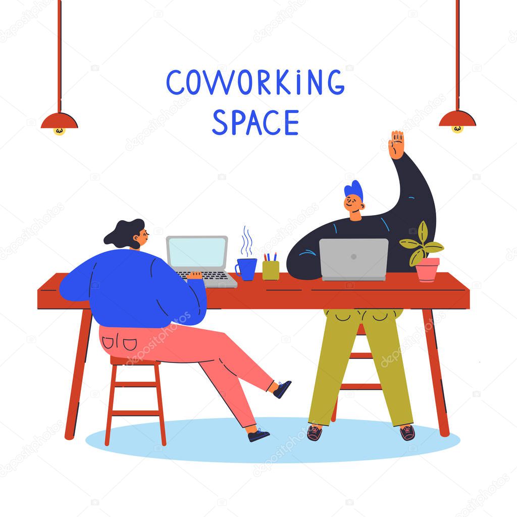Young people in coworking space.Co-working concept