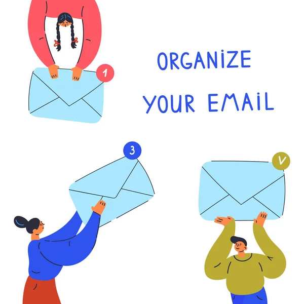 Νέοι είδος mail.Organize έννοια ηλεκτρονικού ταχυδρομείου — Διανυσματικό Αρχείο